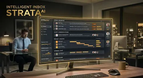 High-tech macro motherboard representing smart inbox and intelligence